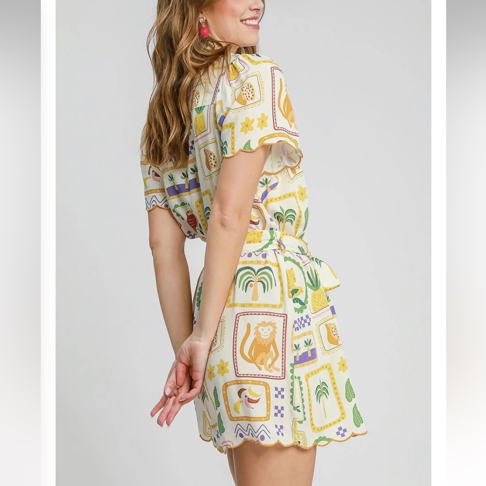 Umgee Tropical Print Button Down Shirt Dress - Picture 2 of 4